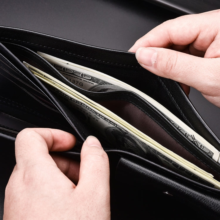 DEABOLAR Large-Capacity Multi-Card Men Short PU Leather Wallet(Brown Horizontal) by DEABOLAR