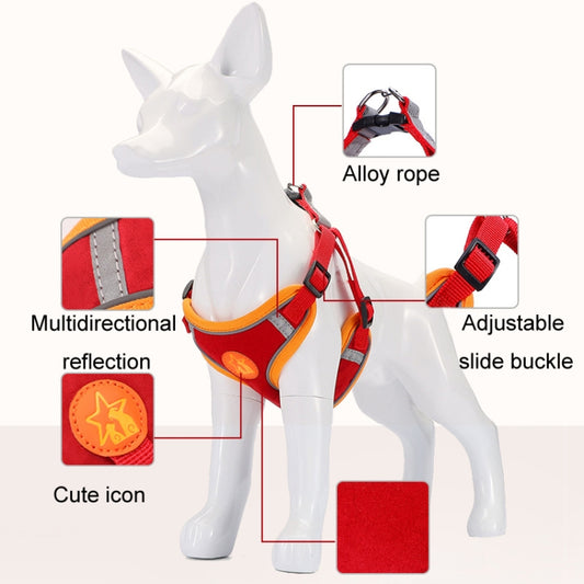 Pet Dog Harness Reflective Anti-break-off Vest-style Leash, Color: Mesh Classic Red(XS) by bashfashion