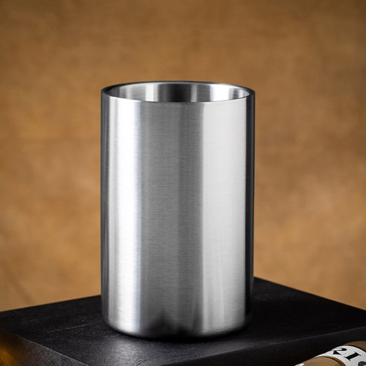 Large Capacity Thickened Stainless Steel Round Ice Bucket Bar Double-Layer Champagne Beer Barrel(1.6L) by bashfashion