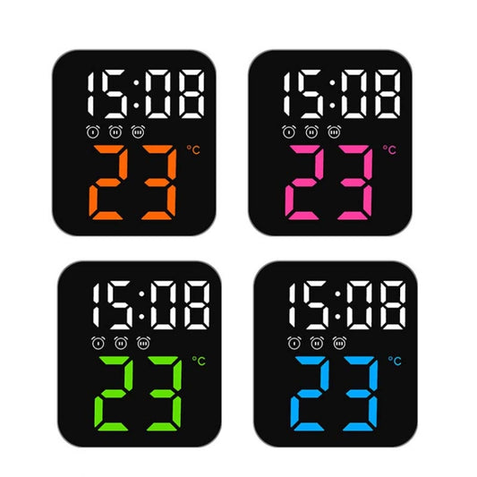 Simple Temperature Display Clock Three Alarm Clock Porch Wall Clock(Orange Lamp) by bashfashion