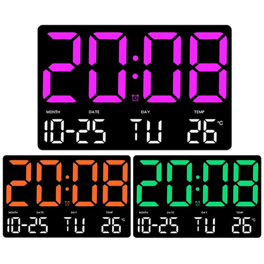 Large Display Led Digital Clock 5 Modes Brightness Adjustable Temperature Mute Electronic Clock(Western Red Double Color) by bashfashion