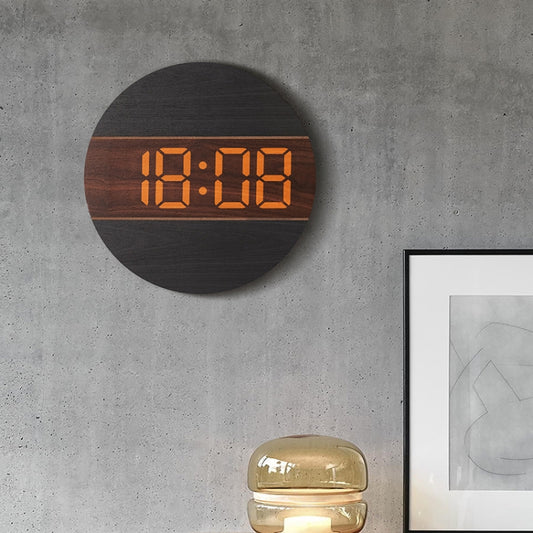 G218B Wooden Living Room Digital Display Clock Home Decoration Wall Clock(Black) by bashfashion