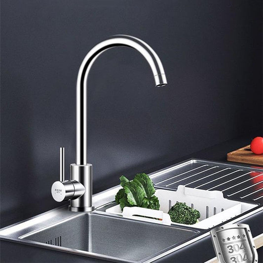 304 Stainless Steel Kitchen Rotatable Sink Faucet(60cm Pipe+Single Cold Curve) by bashfashion