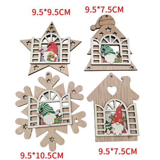 Christmas Open Window Santa Tree Wood Decoration, Color: No.3 by bashfashion
