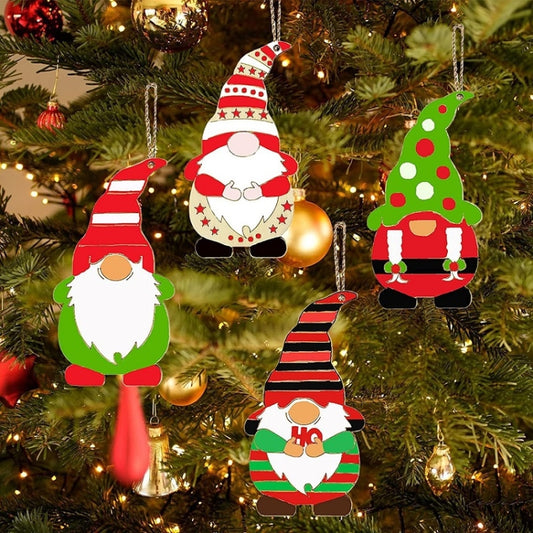 8pcs/set Christmas Tree DIY Painting Wooden Dwarf Elf Hanging Decorations by bashfashion