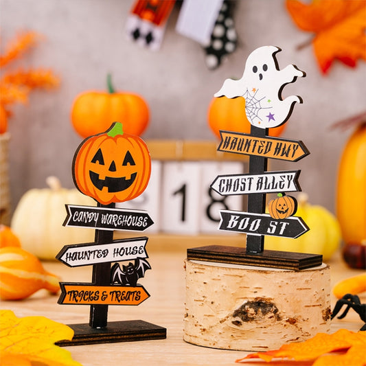 Halloween Guide Wooden Ornaments Cartoon Letters Decoration Supplies(Ghost Model) by bashfashion
