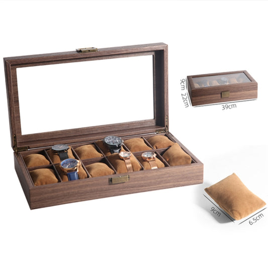 Wood Grain Leather Watch Display Box Watch Storage Case Jewelry Box, Style: 12 Digit Long by bashfashion