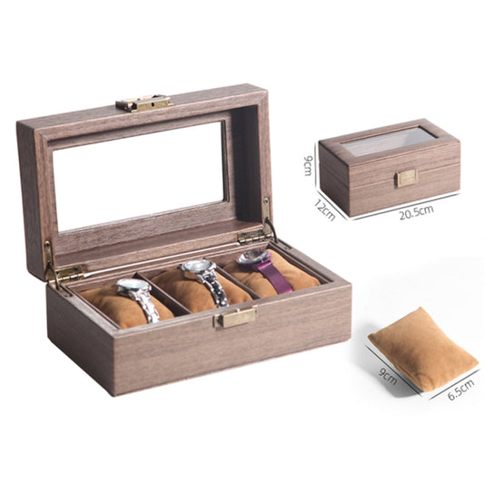 Wood Grain Leather Watch Display Box Watch Storage Case Jewelry Box, Style: 3 Digit Long by bashfashion