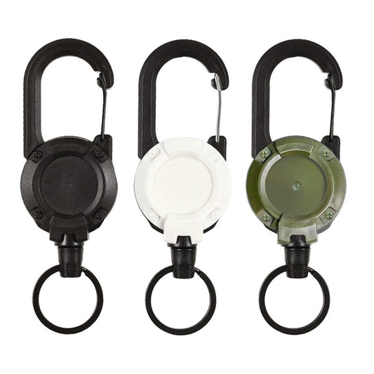 Flexible Climbing Backpack Buckle Retractable Pull Badges Reel Sports Keychain(White) by bashfashion