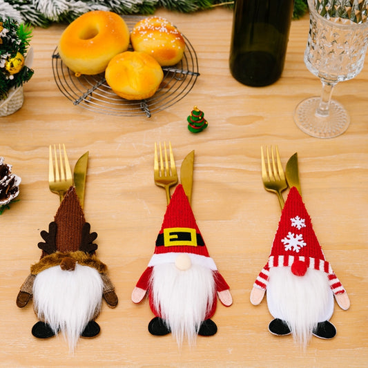 Christmas Table Decoration Props Cartoon Knife and Fork Decorative Cover(Elk) by bashfashion