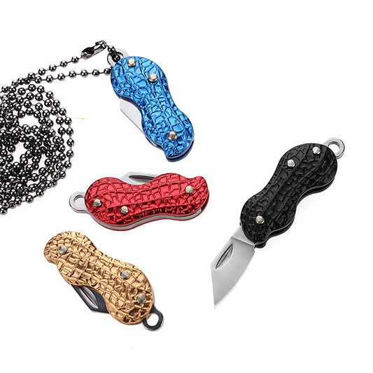 Peanut Shape Necklace Knife Carry Stainless Steel Folding Knife(Random Color Delivery) by bashfashion
