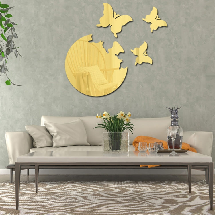4pcs /Set DIY Acrylic Butterfly Mirror Waterproof Wall Stickers Dining Room Bedroom Decoration(Black) by bashfashion