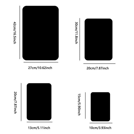 4pcs 20cm x 13cm Round Corner Models Rectangle Acrylic Mirror Stereo Wall Stickers Home Decoration Soft Mirror(Black) by bashfashion