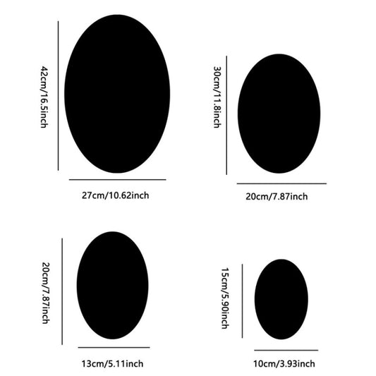 30cm x 20cm Oval Acrylic Mirror Stereo Wall Stickers Home Decoration Soft Mirror(Black) by bashfashion