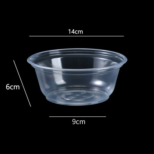 50pcs /Pack No Lid Disposable Round Plastic Bowl Thick Transparent Fast Food Soup Bowl, Capacity: 600ml by bashfashion