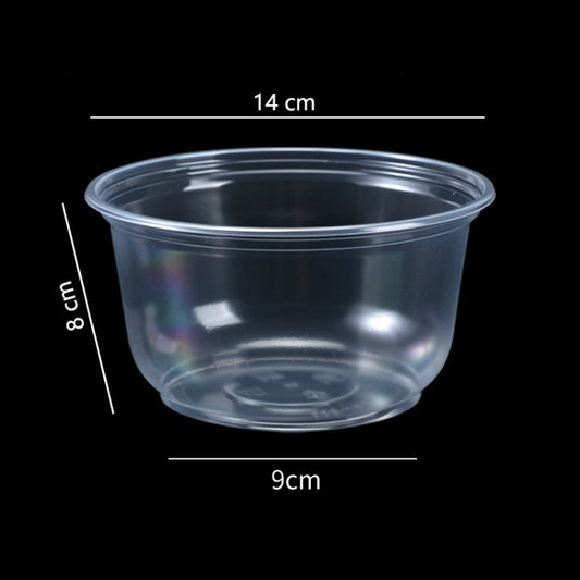 50pcs /Pack No Lid Disposable Round Plastic Bowl Thick Transparent Fast Food Soup Bowl, Capacity: 800ml by bashfashion