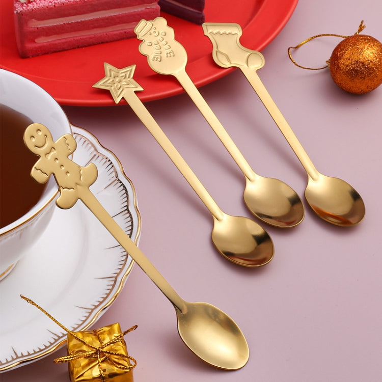 2pcs /Pack Christmas Stainless Steel Spoon Tableware Gift Set, Color: Pink Box Golden Gingerbread+Snowman by bashfashion