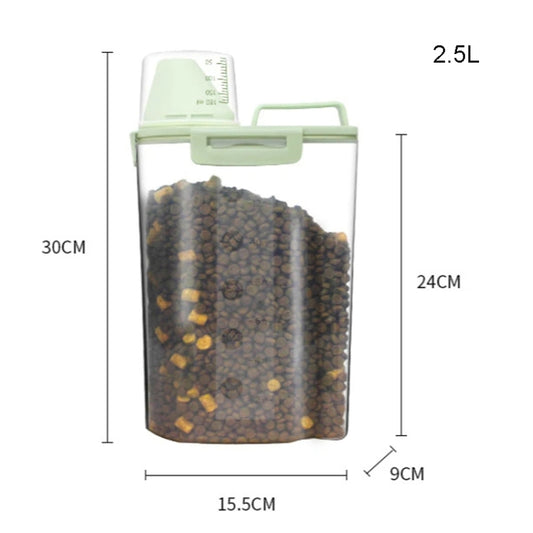 2.5L Pet Food Storage Bucket 4 Snap Dog Food Moisture Proof Sealed Storage Tank(Matcha Green) by bashfashion