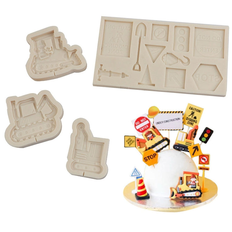 Cartoon Construction Site Tools Engineering Car Cake Decoration Molds, Specification: MK-3056 (Pink) by bashfashion