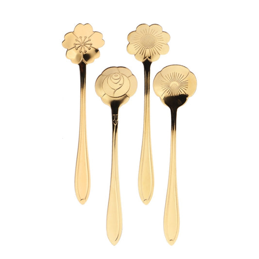 2pcs /Pack Stainless Steel Spoon And Fork Cutlery Set, Style: Leaf Fork+Blue Box (Gold) by bashfashion