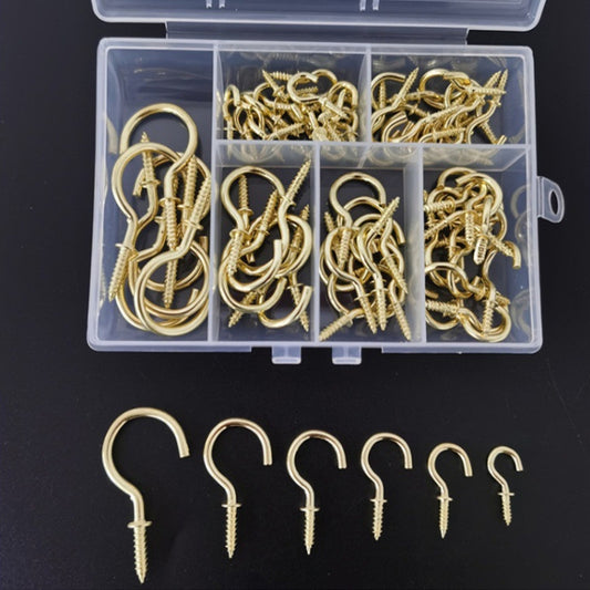 75pcs /Box Screw-in Ceiling Hook Set Home Storage Wall Cup Hook Lamp Hook(Gold) by bashfashion