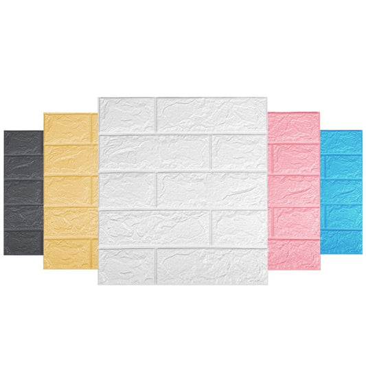 5mm Thickness 35x38.5cm 3D Self-Stick Wallpaper Soft Wrapping Waterproof Wall Sticker(White) by bashfashion