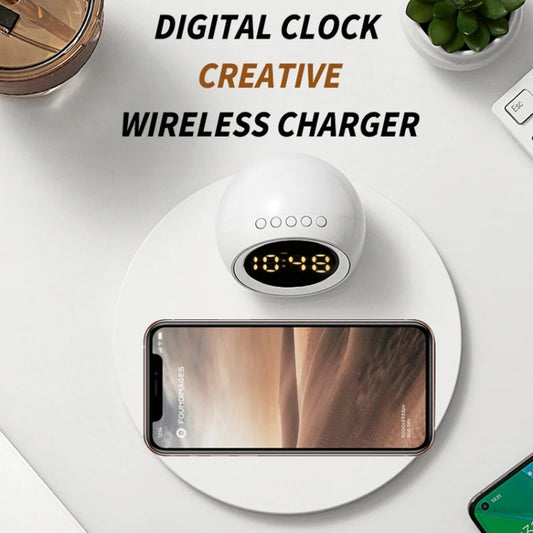 K22T 15W Multifunctional Rotatable Clock Night Light Wireless Fast Charger, Color: White by bashfashion