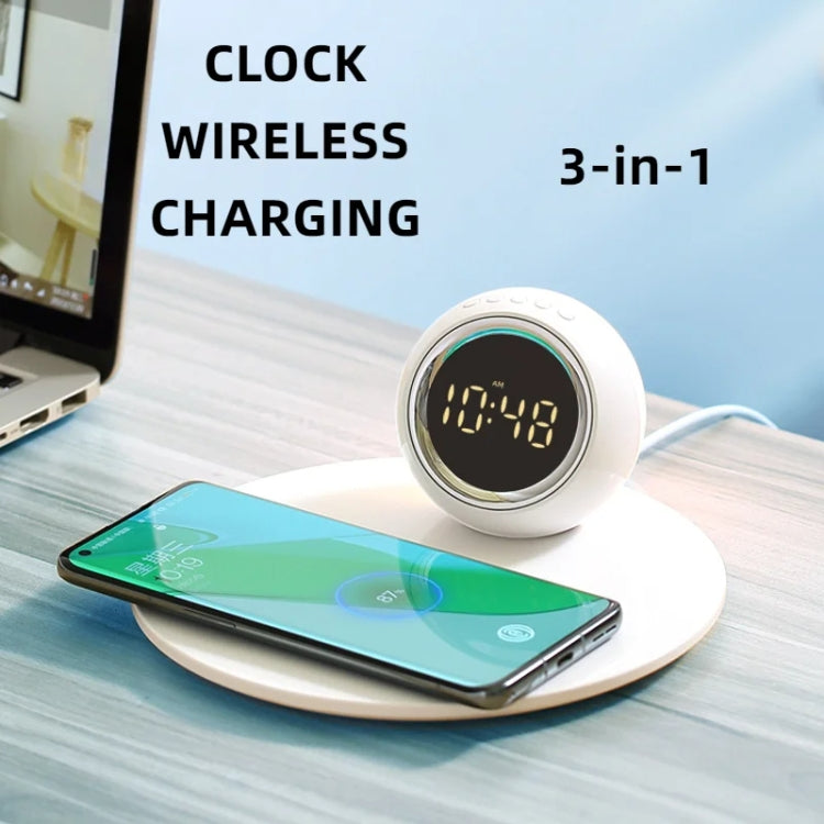 K22T 15W Multifunctional Rotatable Clock Night Light Wireless Fast Charger, Color: White by bashfashion