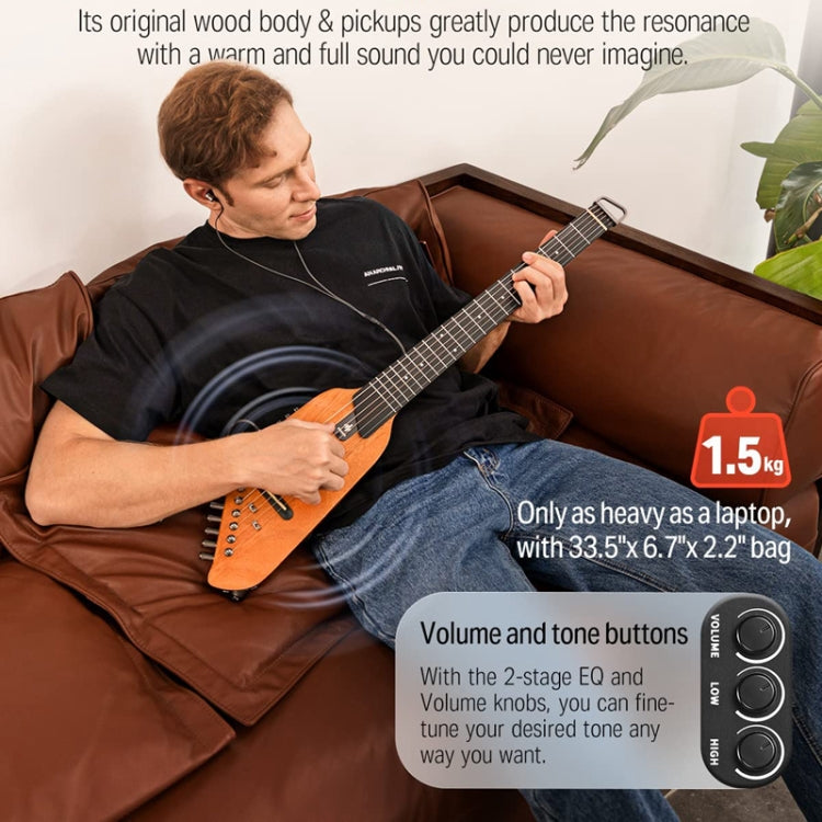 DONNER Smart Headless Silent Guitar Travel Portable Detachable Acoustic Guitar, Style: Mahogany Sunrise Color by DONNER