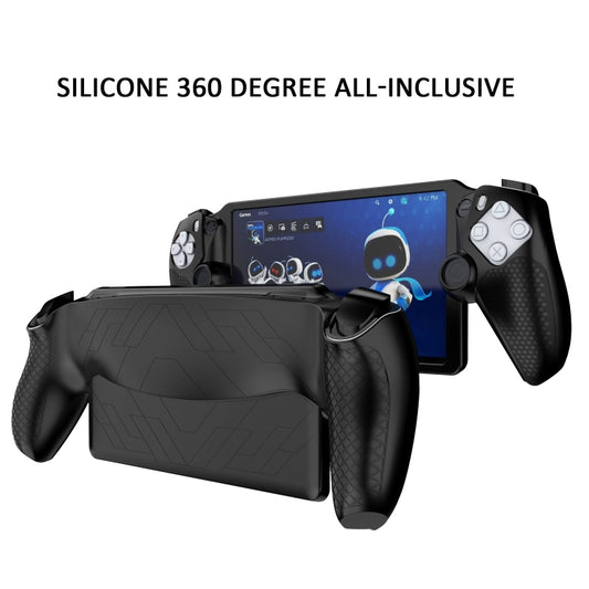 For Sony PS Portal Game Console Silicone Protective Cover Oil Spray All-Inclusive Protective Case(Black) by bashfashion