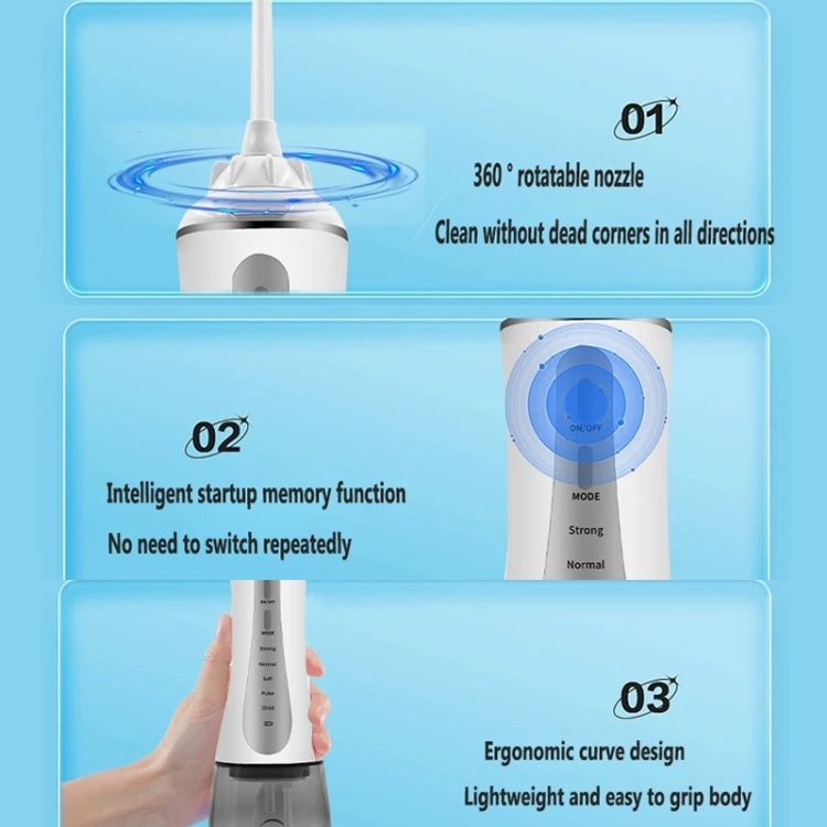 350ML Water Tank Oral Irrigator Rechargeable 5 Gear Adustable Water Flosser, Spec: With Bracket Black Gray by bashfashion