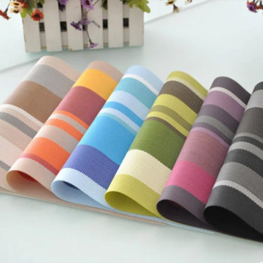 PVC Insulated Placemats Coasters Striped Cutlery Mat(Blue) by bashfashion