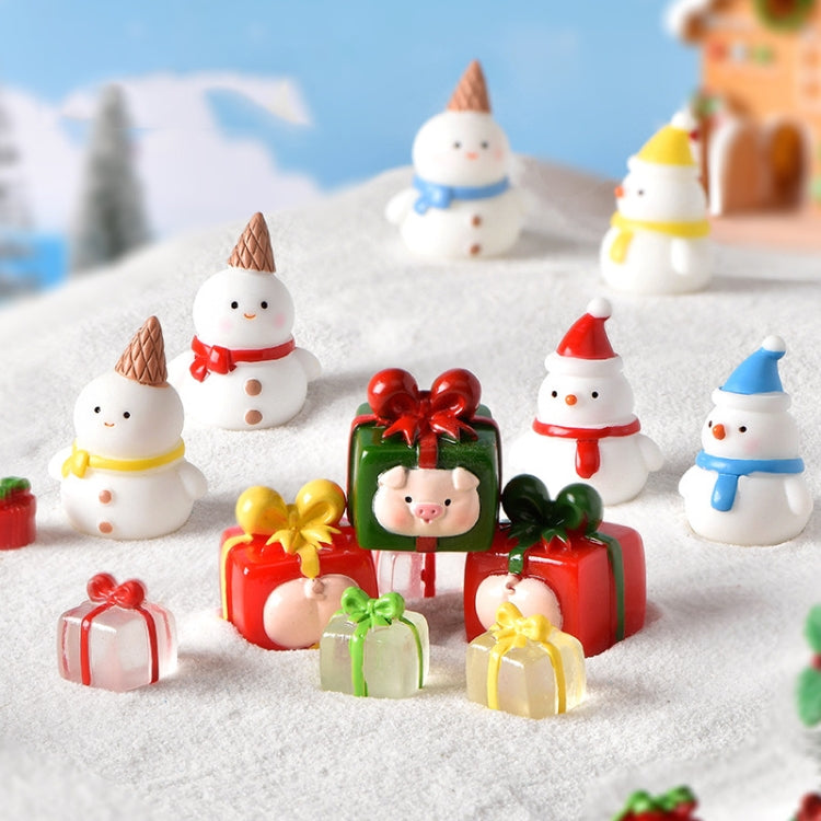 5pcs Christmas Micro Landscape Snowscape Decoration Accessories Christmas Resin Ornament, Style: No.2 Yellow Hat Snowman by bashfashion