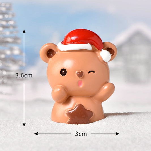 3pcs Christmas Lovely Micro Landscape Snow Ornament Decorative Accessories, Style: No.3 Star Brown Bear by bashfashion