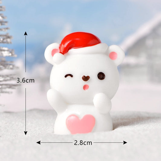 3pcs Christmas Lovely Micro Landscape Snow Ornament Decorative Accessories, Style: No.4 Love White Bear by bashfashion