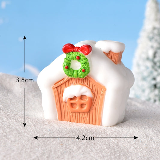 3pcs Christmas Lovely Micro Landscape Snow Ornament Decorative Accessories, Style: No.16 Wreath Christmas House by bashfashion