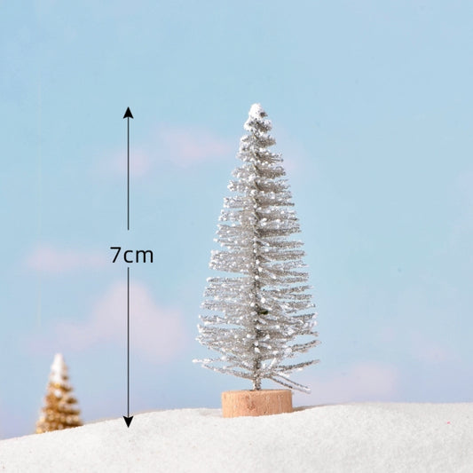 4pcs Christmas Tree Micro Landscape Accessories PVC Home Decoration Ornaments, Size: 7cm Wood-bottom Silver by bashfashion