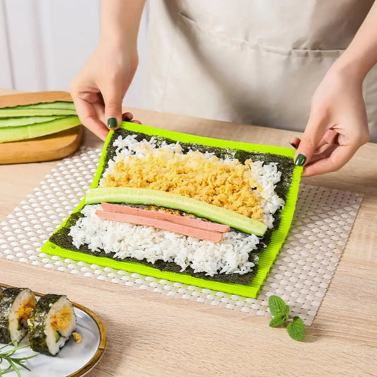 Silicone Sushi Curtain Hand Roll Mold Double-sided Kimbap Tool(Red) by bashfashion