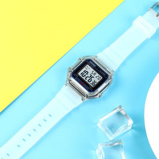 SKMEI 1698 50m Waterproof Multifunctional Sports Square Pin Buckle Luminous Digital Watch(Transparent) by SKMEI