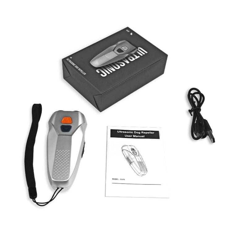 Ultrasonic Dog Repeller Stop Barker Dual Probe High Power Repeller Handheld Dog Trainer(Silver) by bashfashion