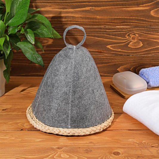 Felt Sauna Hot Spring Bath Hat Absorbent Hair Drying Cap(Grey) by bashfashion