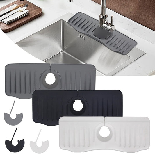Bathroom Kitchen Silicone Faucet Anti-Splash Drain Mat, Color: Black(37x14.7x2cm) by bashfashion