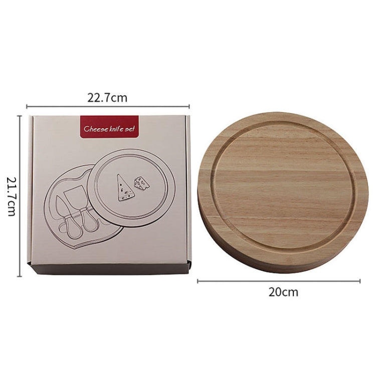 4pcs /Set Round Oak Box Cheese Knife Spatula Stainless Steel Cheese Tools Cutlery, Color: Gold by bashfashion