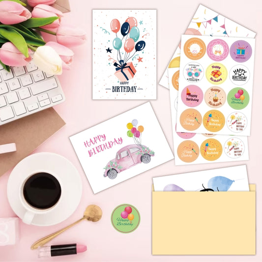 24pcs /Set Happy Birthday Greeting Card With Envelopes And Stickers Set(KP002) by bashfashion