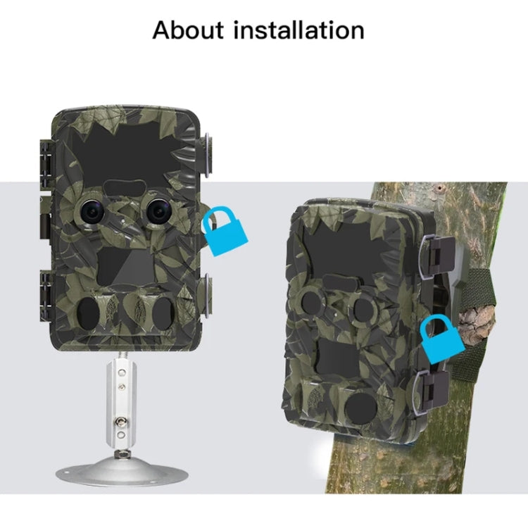 H8201 4K Dual Lens Infrared Camera 32MP HD Night Vision Monitoring Animal Field Outdoor Camera(Camouflage) by bashfashion