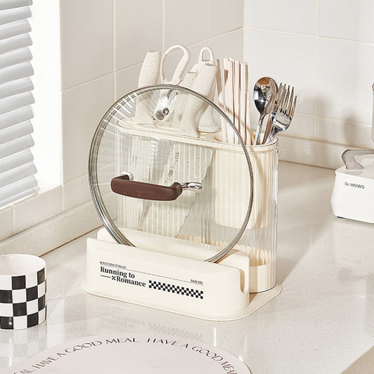 Cream Style Kitchen Storage Rack Knife Holder Chopping Board, Spec: Pot Lid Rack by bashfashion