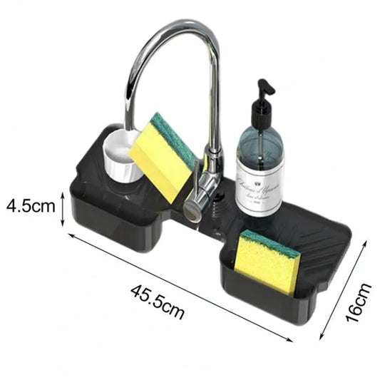 Silicone Drainage Mat Splash-Proof Silicone Pad Kitchen Bath Faucet Drainage Basket(Black) by bashfashion