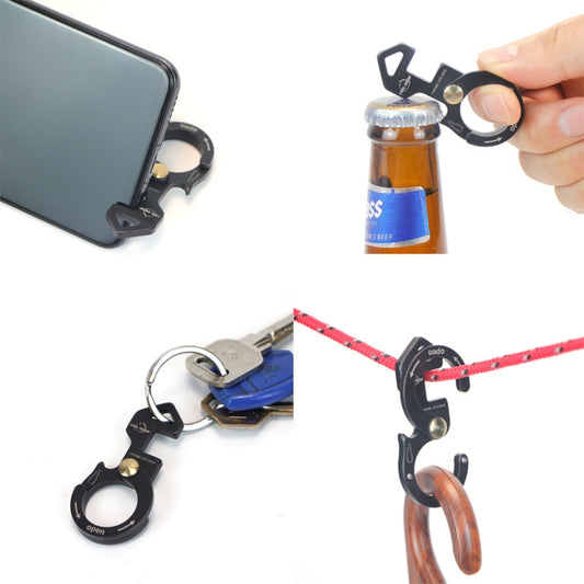 COOL CAMP CF-165 Outdoor Multifunctional Aluminum Buckle Camping Lanyard Hook Phone Holder Bottle Lifter(Black) by COOL CAMP