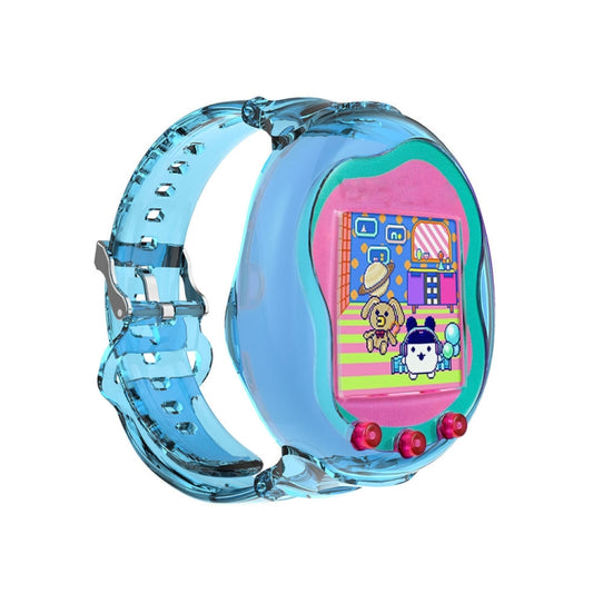 For Tamagotchi UNI (2023) Pet Game Machine Silicone Integrated Watch Strap Protective Case(Transparent Blue) by bashfashion