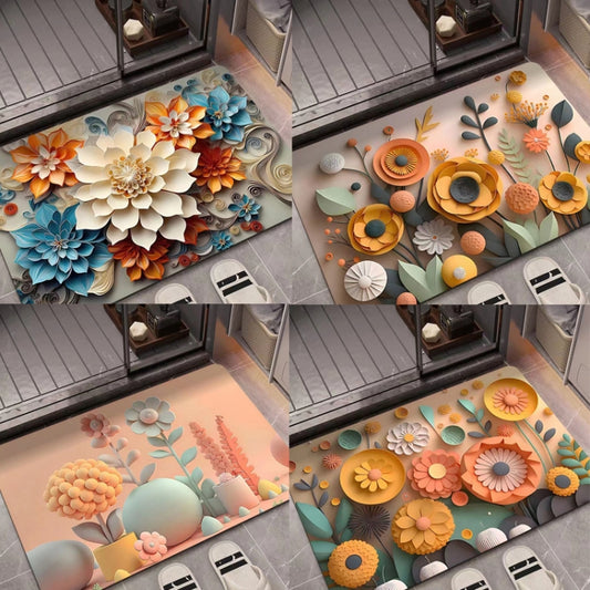 40 x 60cm 3D Oil Painting Diatom Mud Absorbent Floor Mat Non-slip Carpet(Style 01) by bashfashion